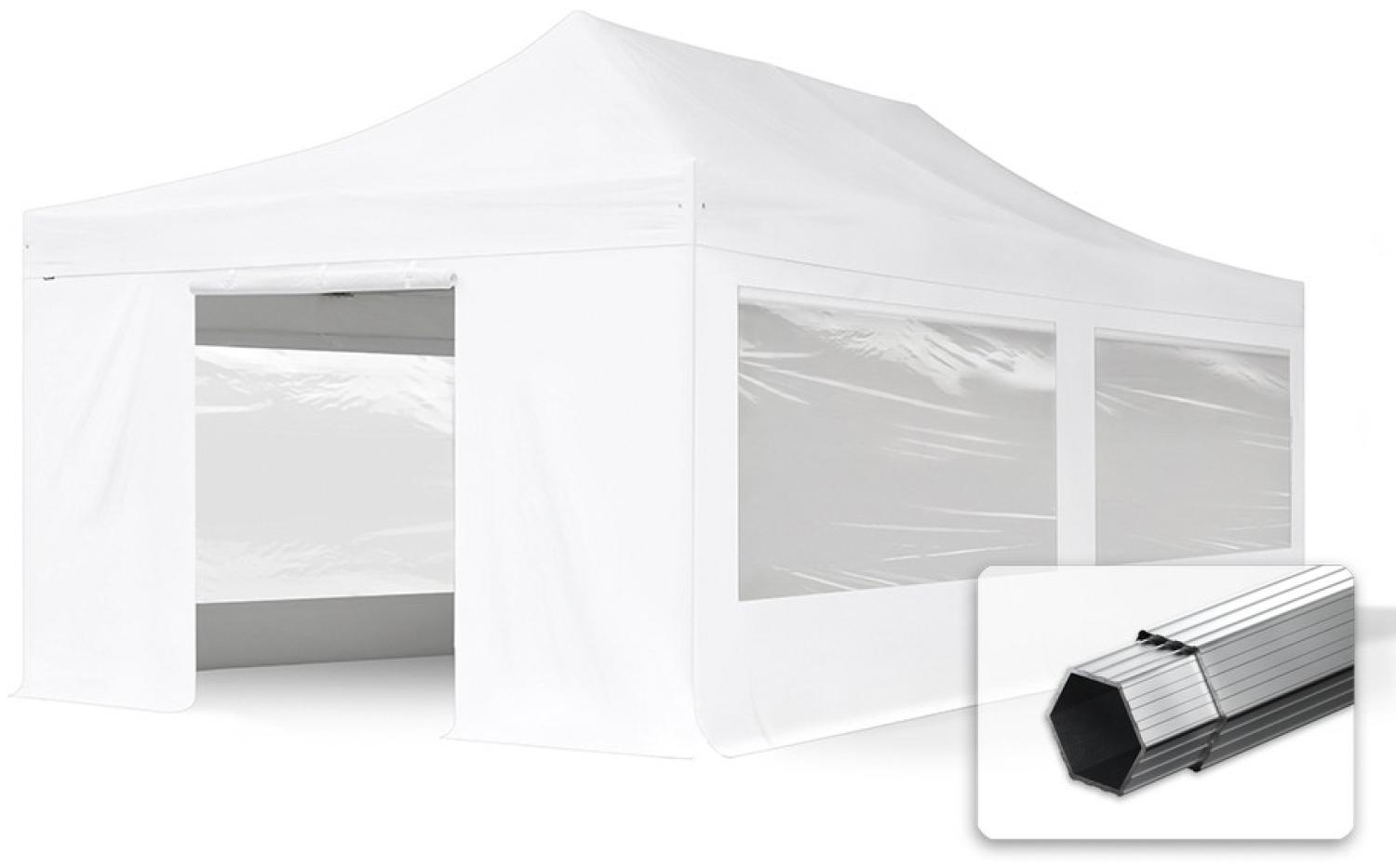 4x8 m Faltpavillon, PROFESSIONAL Alu 50mm, feuersicher, Seitenteile mit Panoramafenstern, weiß Bild 1