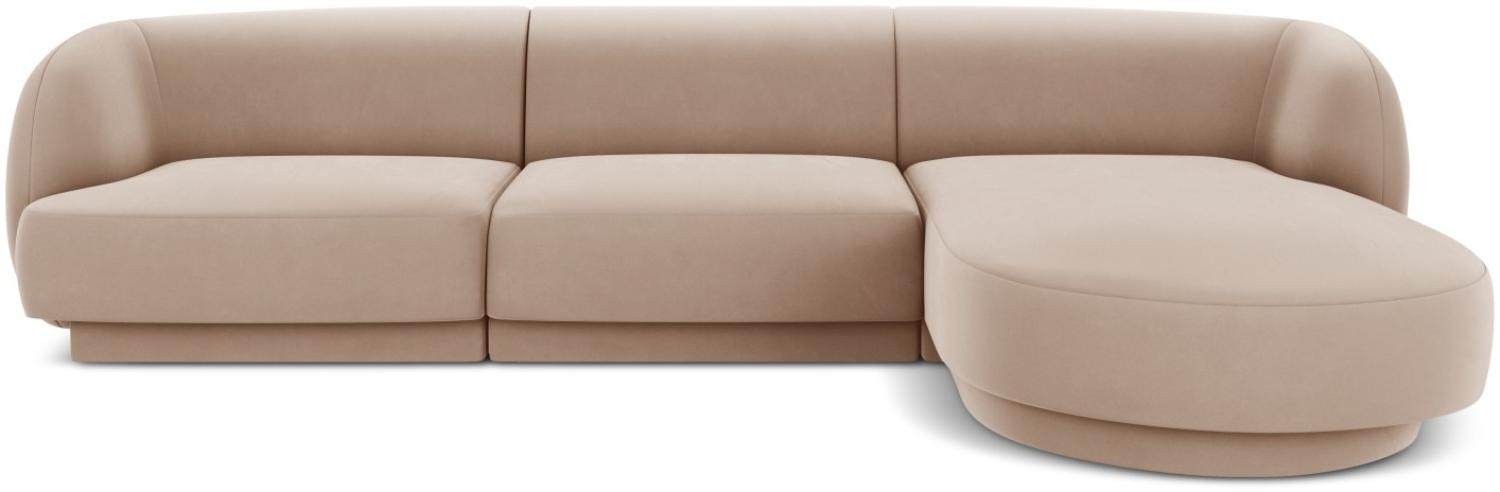 Micadoni 4-Sitzer Samtstoff Ecke rechts Sofa Miley | Bezug | Beinfarbe Black Plastic, Cappuccino Bild 1