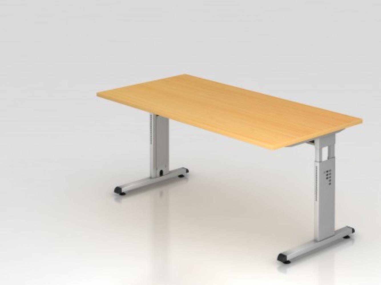 Schreibtisch OS16 C-Fuß 160x80cm Buche Gestellfarbe: Silber Bild 1