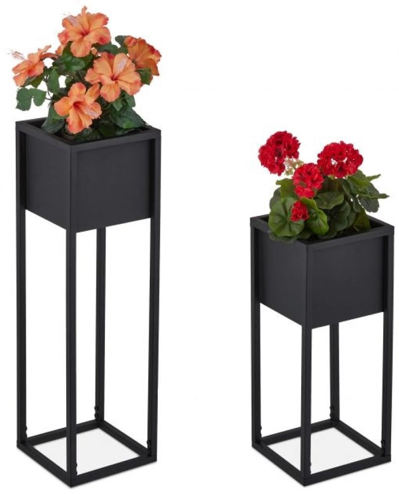 Metall Blumenständer 2er Set in Schwarz 10039474 Bild 1