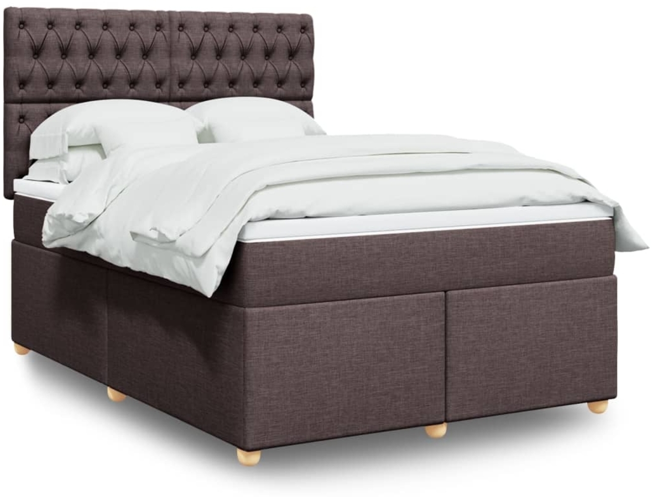 vidaXL Boxspringbett mit Matratze Dunkelbraun 140x200 cm Stoff 3291313 Bild 1