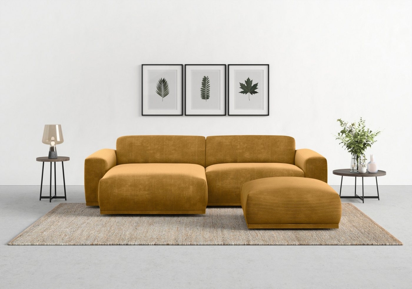 TRENDMANUFAKTUR Ecksofa Braga, mit hochwertigem Kaltschaum, L-Form, in Cord erhältlich, 2 Teile, modernes Sofa, Couch mit hohem Sitzkomfort, 255/72/160 cm (B/H/T) Bild 1