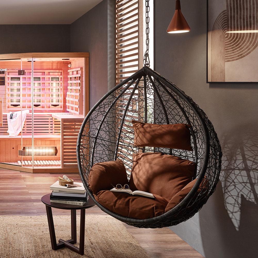 HOME DELUXE Polyrattan Hängesessel CIELO - Grau/Braun nur Korb Bild 1