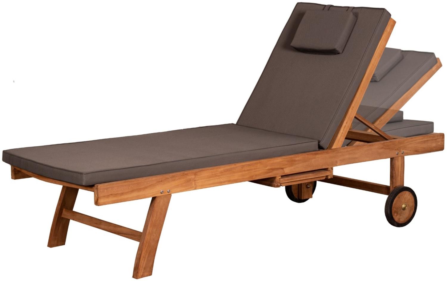 Teakholz-Lounger Woodie mit Rädern - uni grey Bild 1