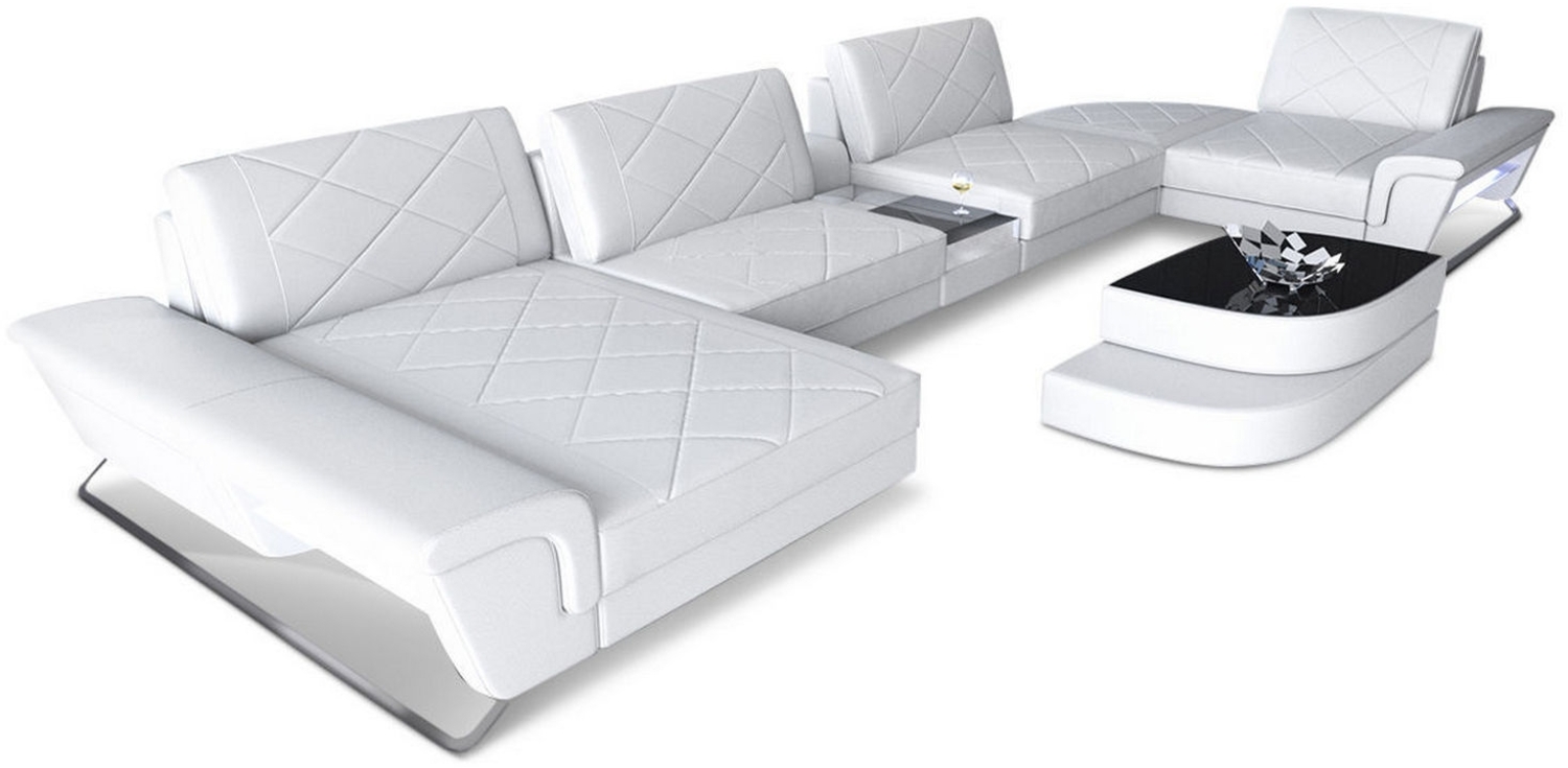 Sofa Dreams 'Bari U' Wohnlandschaft, Weiß, Echtleder, 89 x 243 x 456 cm, Links Bild 1