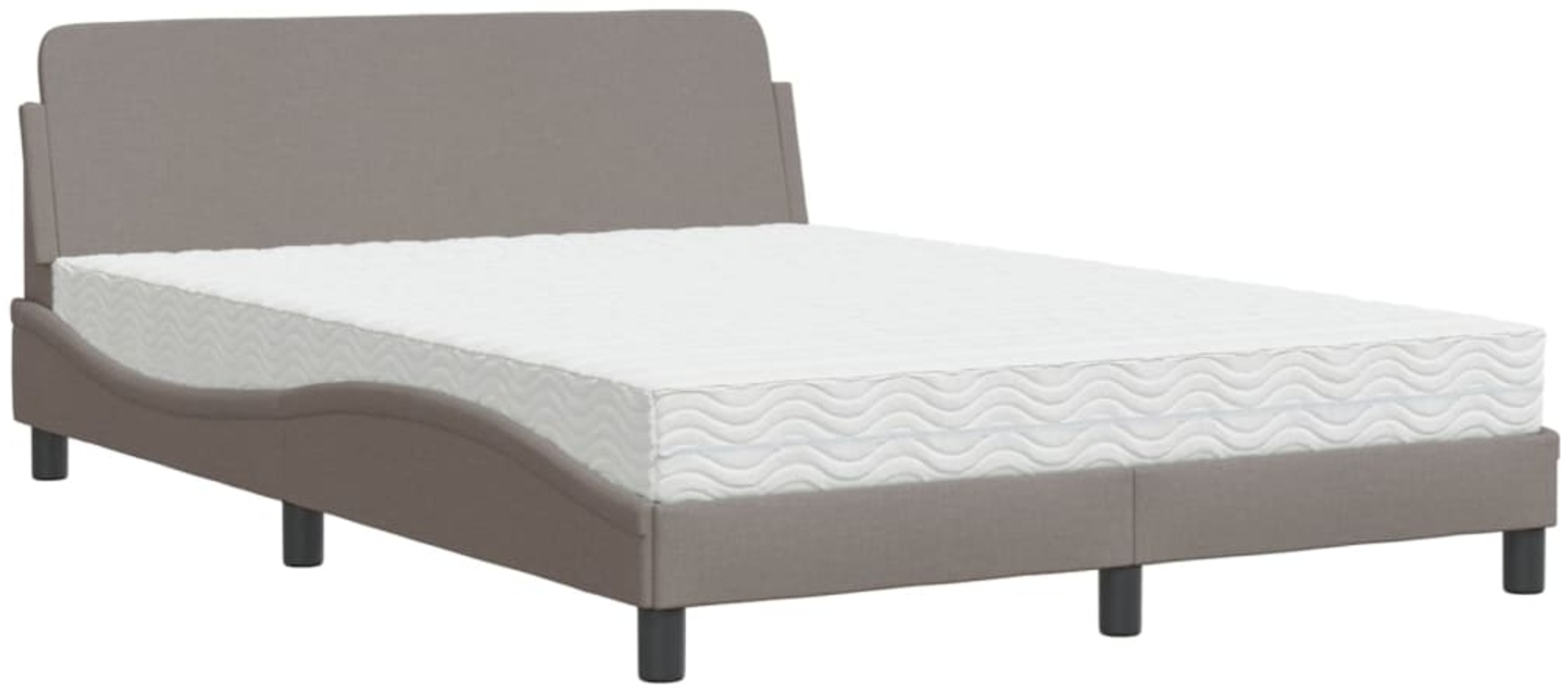 vidaXL Bett mit Matratze "Dover" Taupe 140x190 cm Stoff 3208388 Bild 1