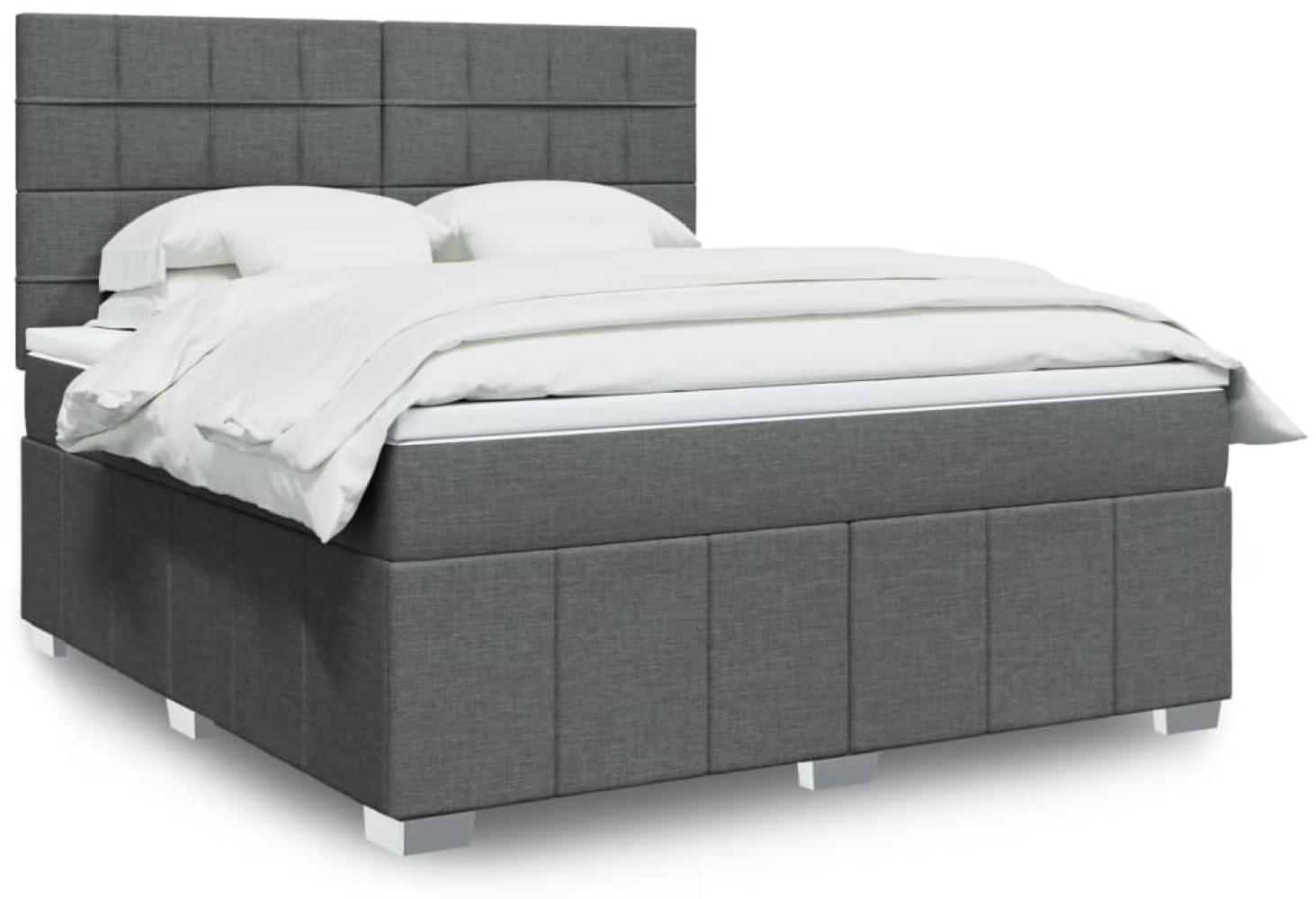 vidaXL Boxspringbett mit Matratze Dunkelgrau 180x200 cm Stoff 3294048 Bild 1