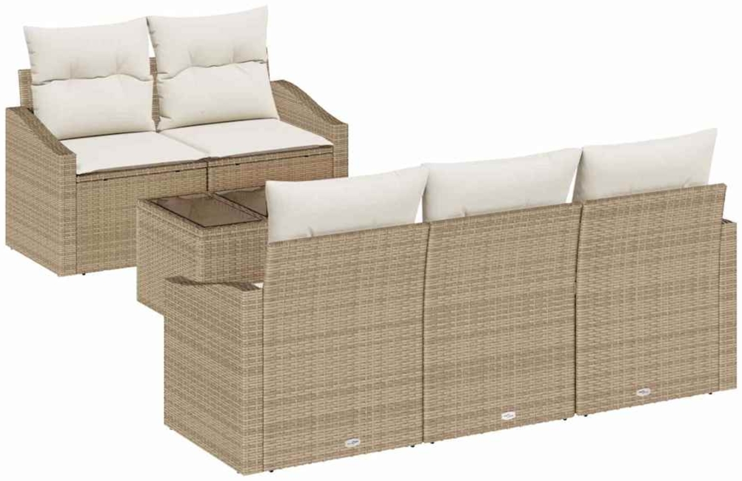 vidaXL Sofa Set mit Kissen 6 pcs Beige und Creme Poly-Rattan 3346601 Bild 1