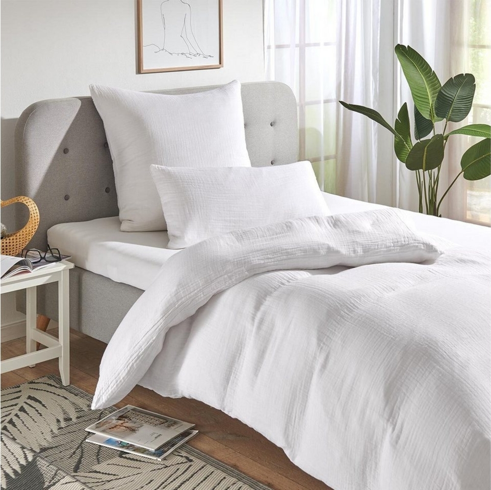 TRAUMSCHLAF Bettwäsche Delya Uni Musselin, Musselin, 3 teilig, luftig, leichte Uni Bettwäsche Bild 1