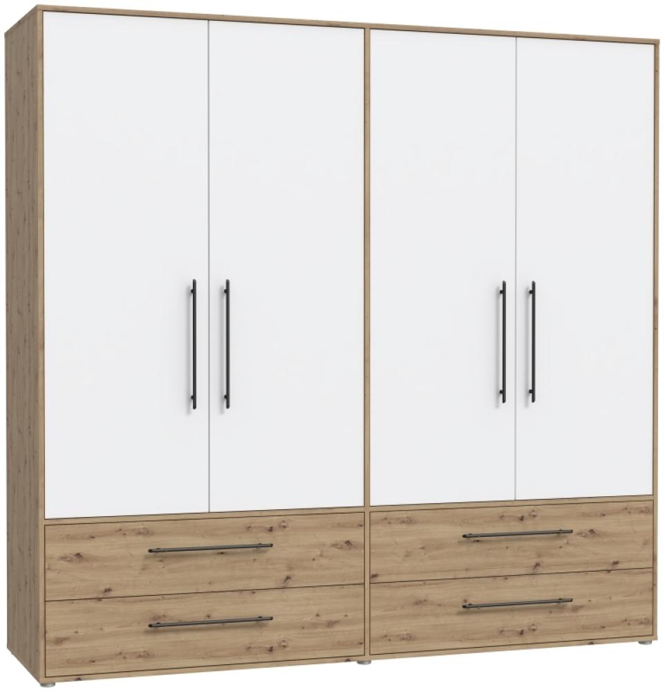 Drehbtürenschrank MOKKARIS Kleiderschrank ca. 206 x 200 x 59 cm Artisan Eiche Nb. / Weiß Bild 1