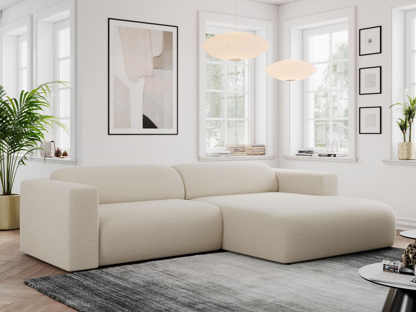 Ecksofa PASADENA, freistehendes Ecksofa, breite Armlehnen, Federsitz - rechts - Beige Boucle Bild 1