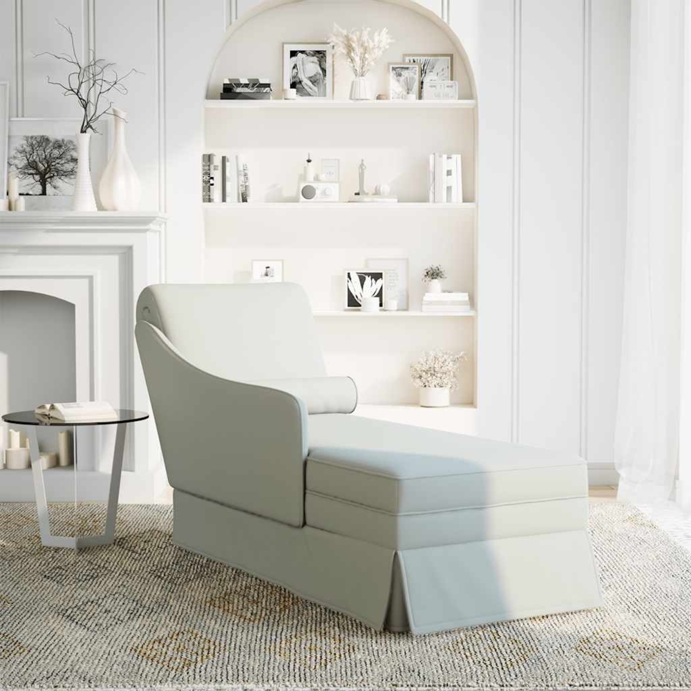vidaXL Chaiselongue mit Nackenrolle und Rechter Armlehne Hellgrau Samt 4009782 Bild 1