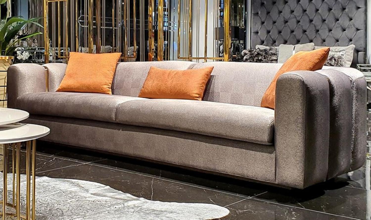 Casa Padrino Luxus Sofa Silber / Gold 240 x 95 x H. 85 cm - Wohnzimmer Sofa - Hotel Sofa - Luxus Möbel Bild 1