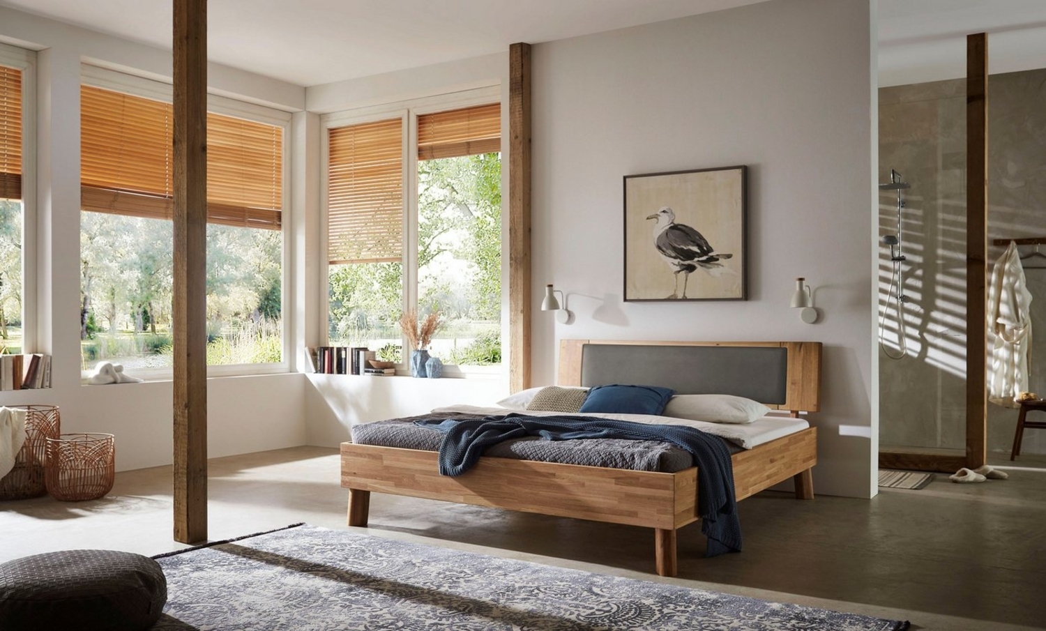 Home affaire Massivholzbett Chavot IV inkl. gepolstertem Kopfteil, wahlweise in Kernbuche oder Wildeiche erhältlich Bild 1