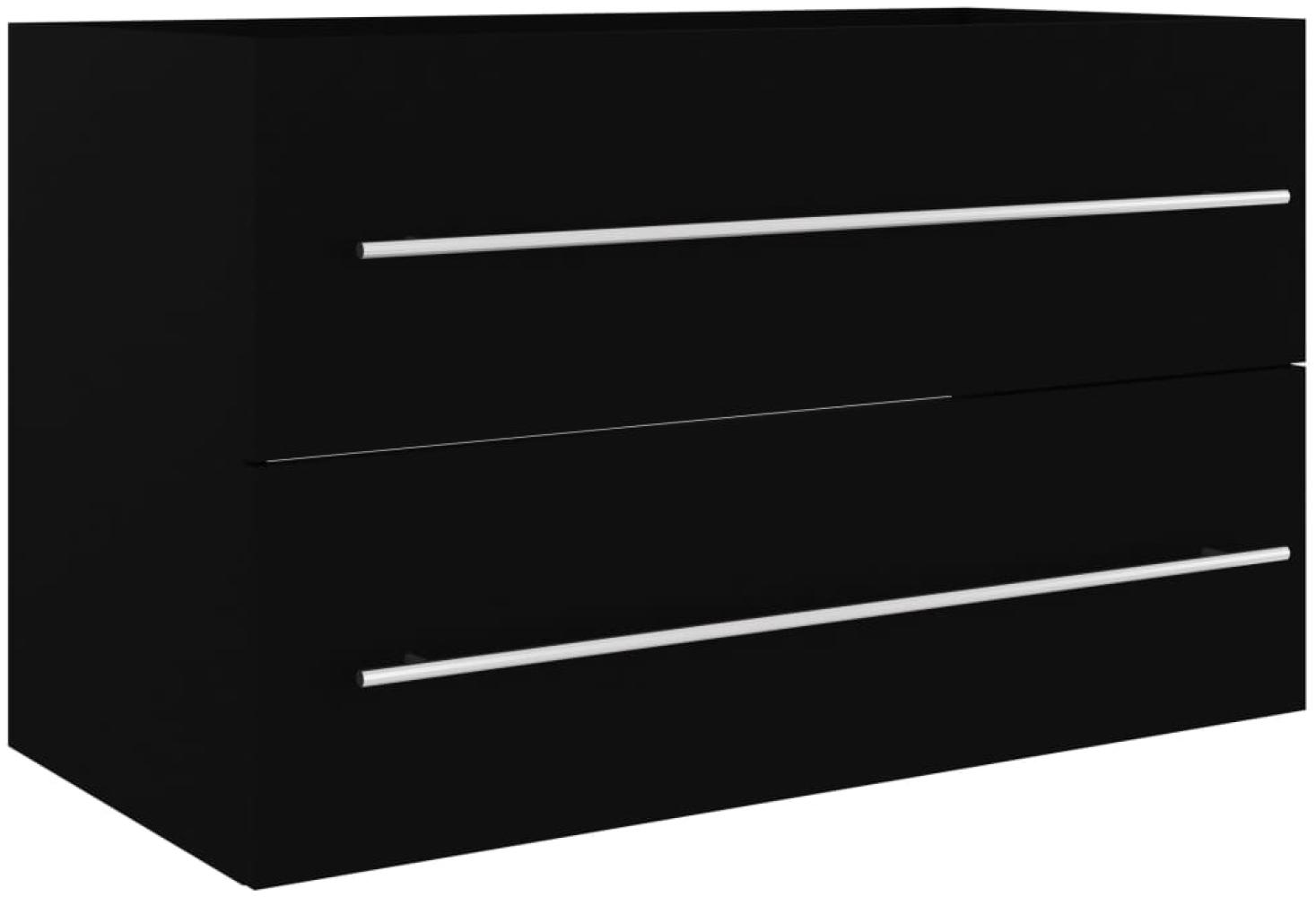 vidaXL Waschbeckenunterschrank Schwarz 80x38,5x48 cm Holzwerkstoff 804702 Bild 1