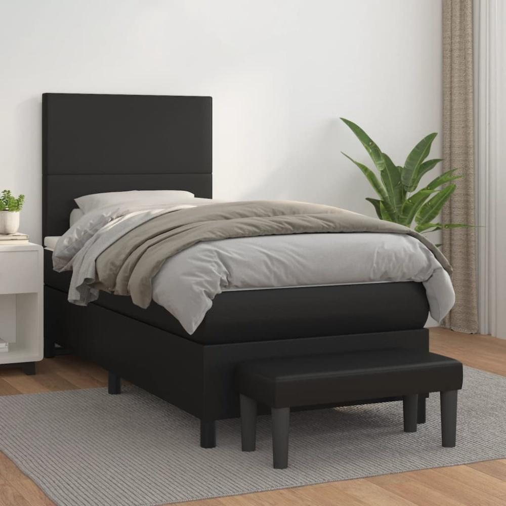 vidaXL Boxspringbett mit Matratze Schwarz 90x190 cm Kunstleder 3137515 Bild 1