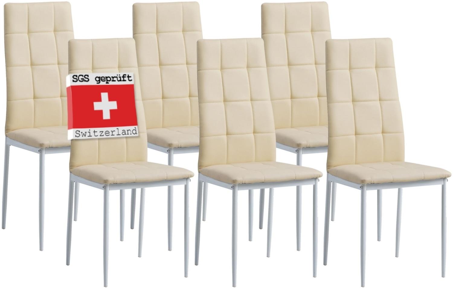 Albatros Esszimmerstühle RIMINI 4er Set, Beige - Edles Italienisches Design, Polsterstuhl Kunstleder-Bezug, Modern und Stilvoll am Esstisch - Küchenstuhl, Stuhl Esszimmer hohe Belastbarkeit Bild 1