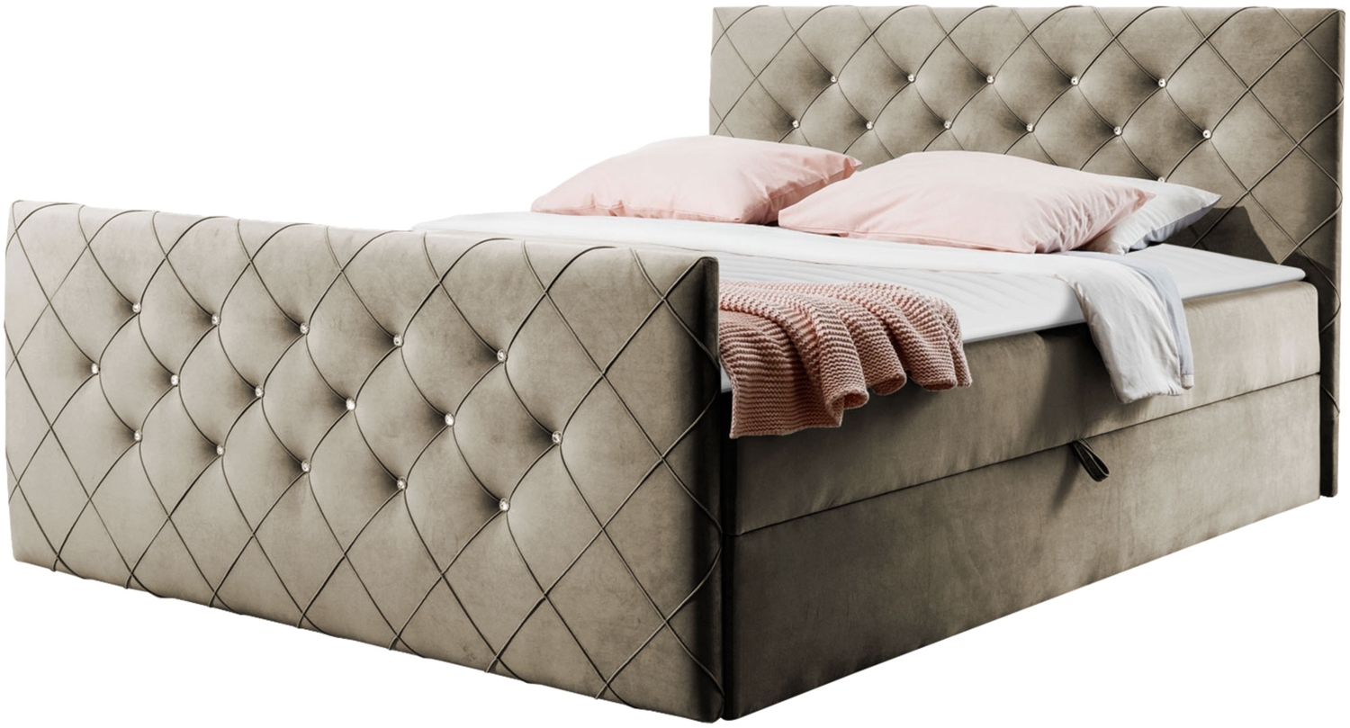 Boxspringbett Utren, Taupe, 140 x 200 cm Bild 1