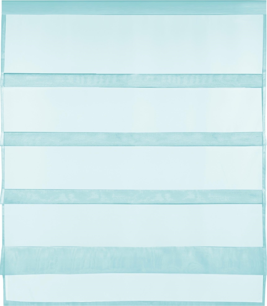 Transparente Bistrogardine Raffoptik mit Stangendurchzug in Voile, schlicht und modern in vielen verschiedenen Farben erhältlich (90x110 cm / türkis - aqua) Bild 1