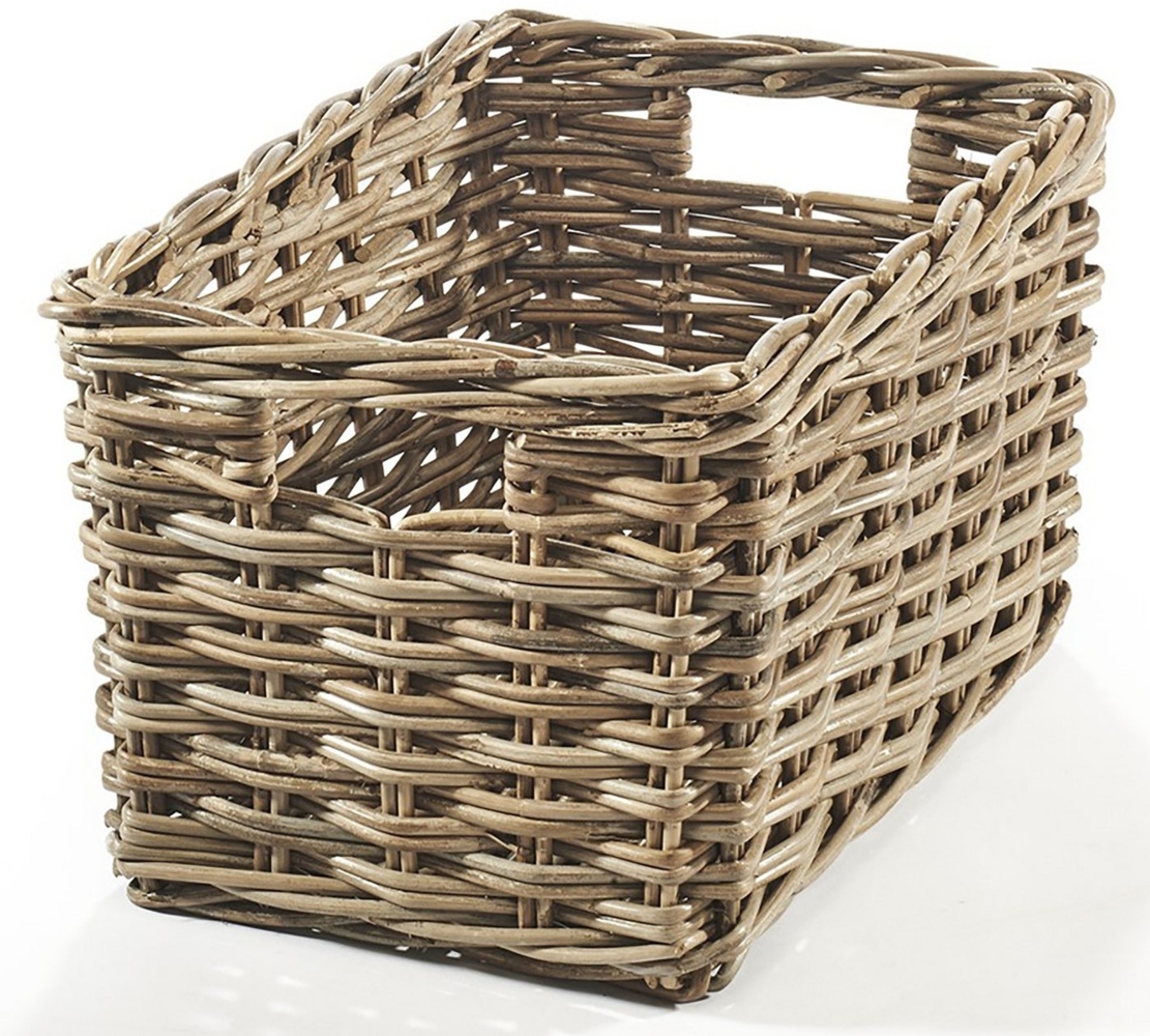 Kobolo Aufbewahrungskorb Regalkorb Rattan kubu mit Grifflöchern – Größe S Bild 1