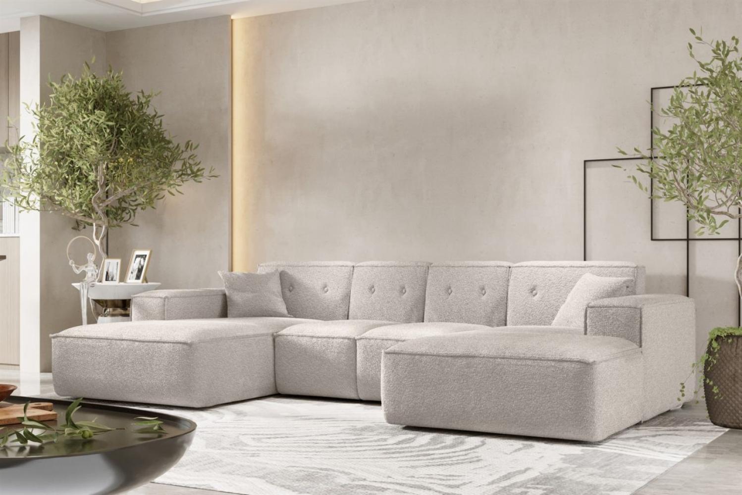 Wohnlandschaft Sofa U-Form CESINA XS in Stoff Ascot Bukla Creme Bild 1