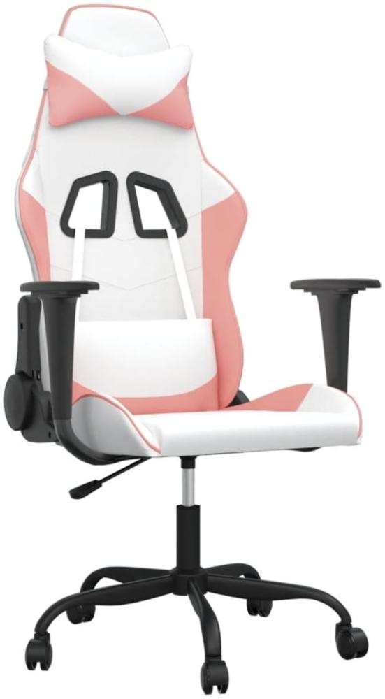 vidaXL Gaming-Stuhl mit Massagefunktion Weiß und Rosa Kunstleder 345408 Bild 1