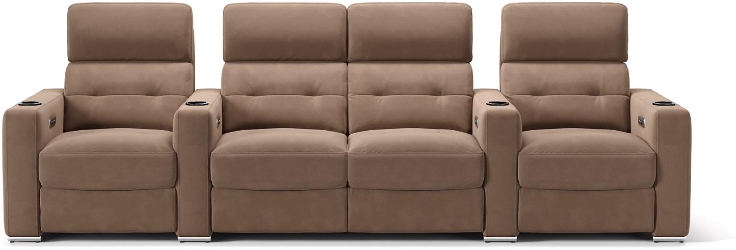 Sofanella Kinosofa BARI Viersitzer Heimkino Stoffcouch in Hellbraun Bild 1