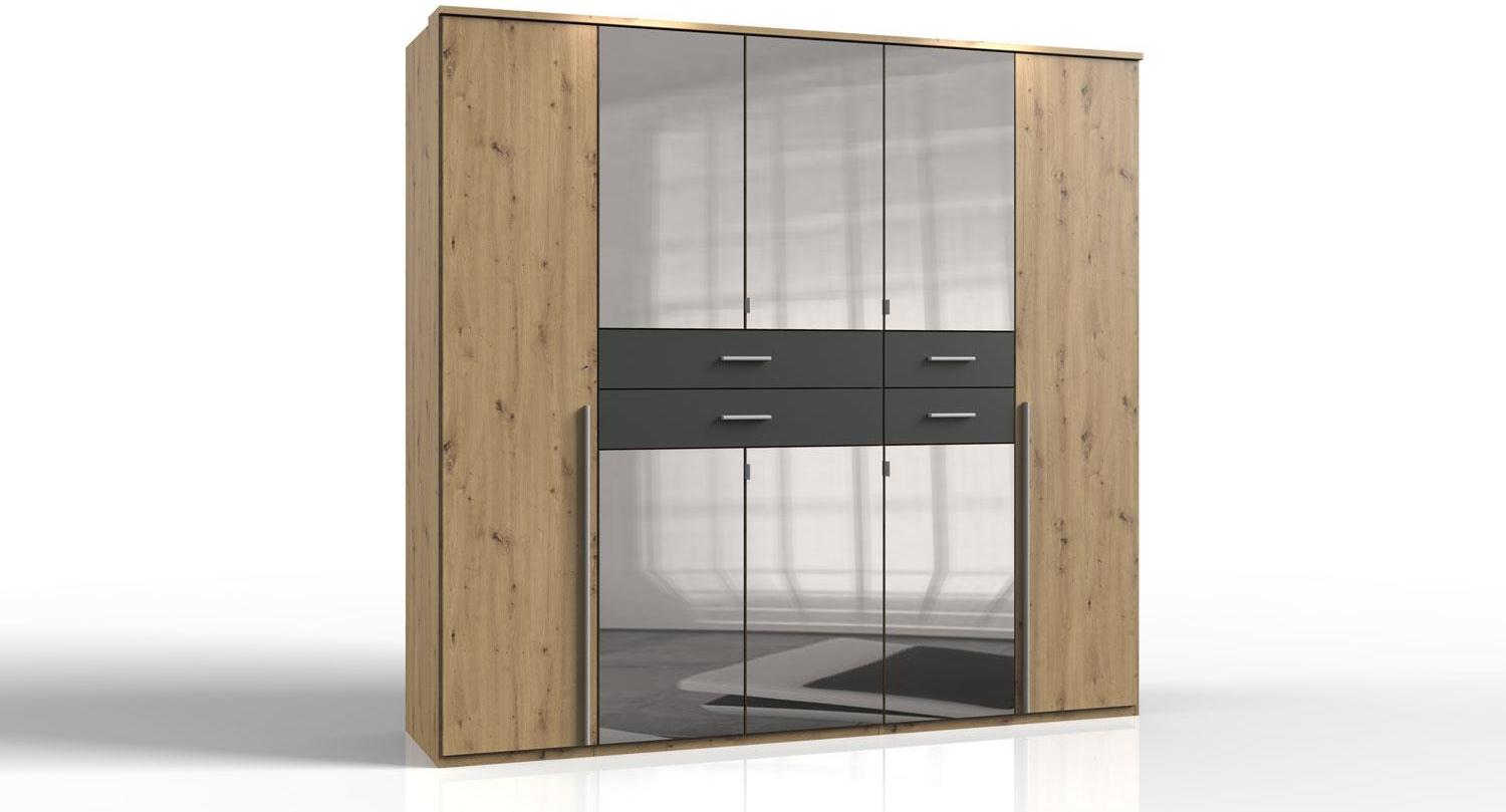 Kleiderschrank DENNIS Artisan Eiche graphit Spiegel 225 cm Bild 1