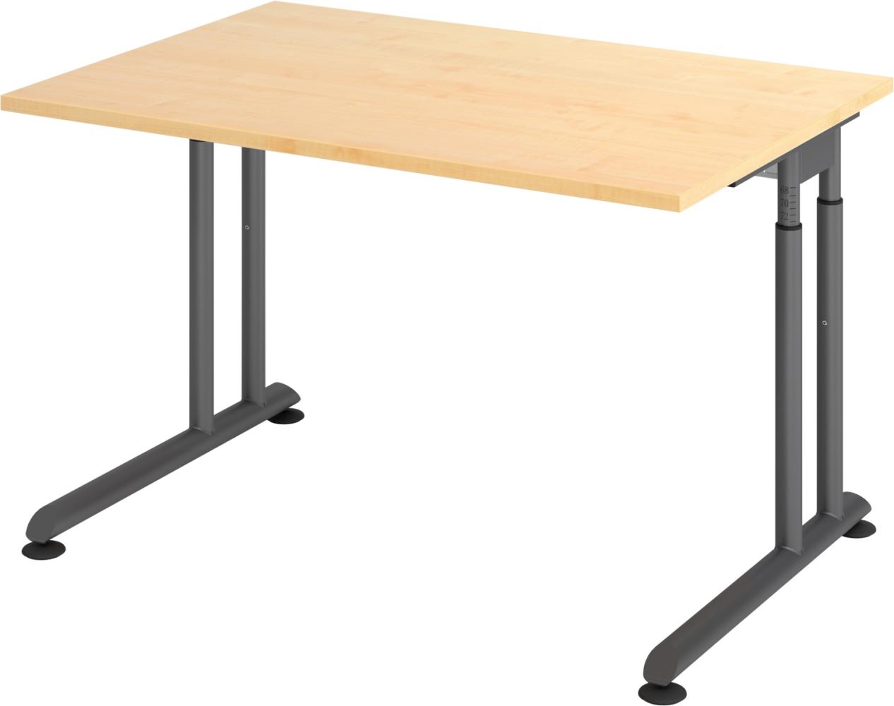 bümö höhenverstellbarer Schreibtisch Z-Serie 120x80 cm in Ahorn, Gestell in Graphit - PC Tisch klein für's Büro manuell höhenverstellbar, Computertisch verstellbar, ZS-12-3-G Bild 1