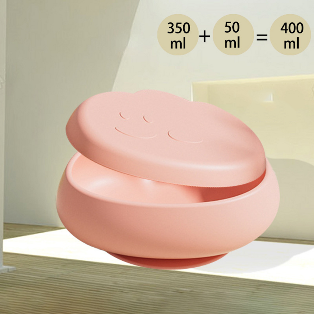 ABC Baby-Silikon-Essnapf-Set, großer, lebensmittelechter, weicher Napf und Teller mit Saugnapf für Babynahrung – rosa Bild 1