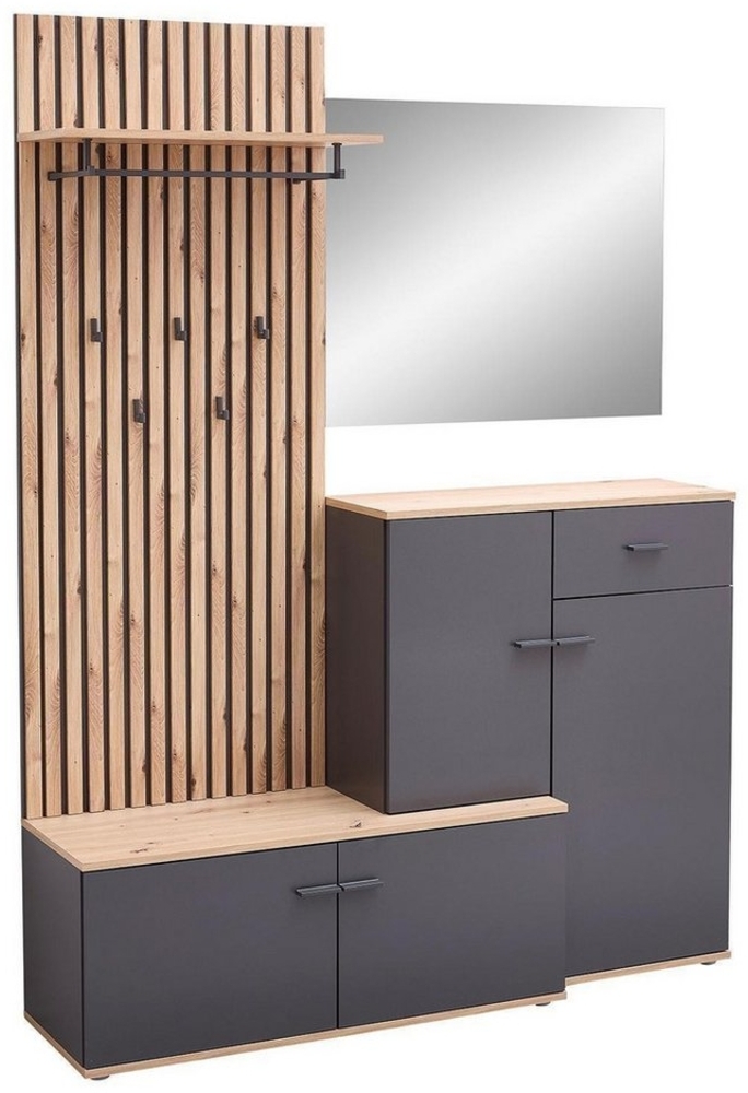 Bega Consult Garderoben-Set 4-teilig FYNN, Anthrazit matt, Artisan Eiche Dekor, B 148 x H 199 x T 38 cm Bild 1