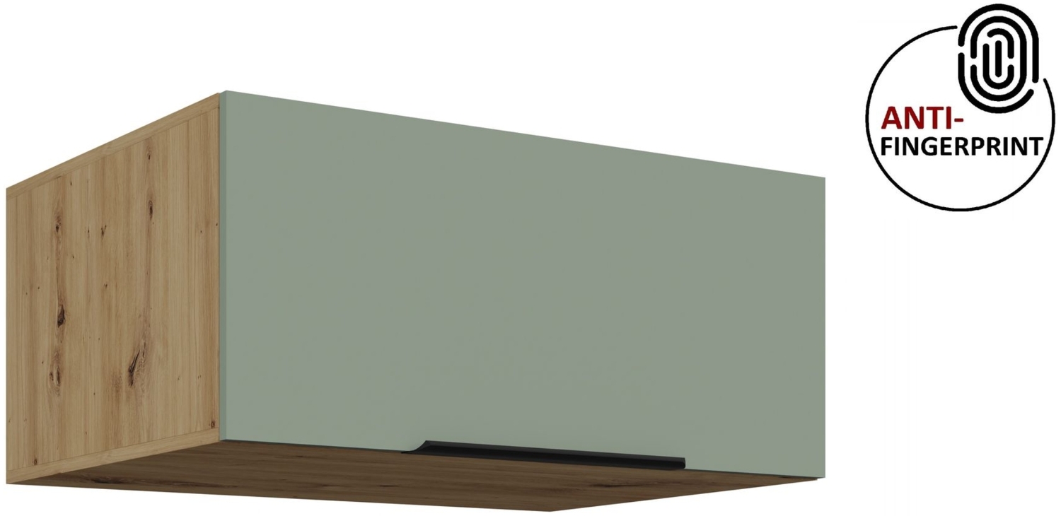 Küchen Aufsatzschrank 80 cm ARIA Aquamarin ultra matt + Eiche Artisan matt, hochwertige Fronten mit Anti Fingerprint Beschichtung Küchenzeile Küchenblock Bild 1