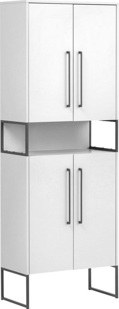 SCHILDMEYER Hochschrank Badschrank Highboard Limone weiß 65,2 x 183,4 x 33,1 cm Bild 1