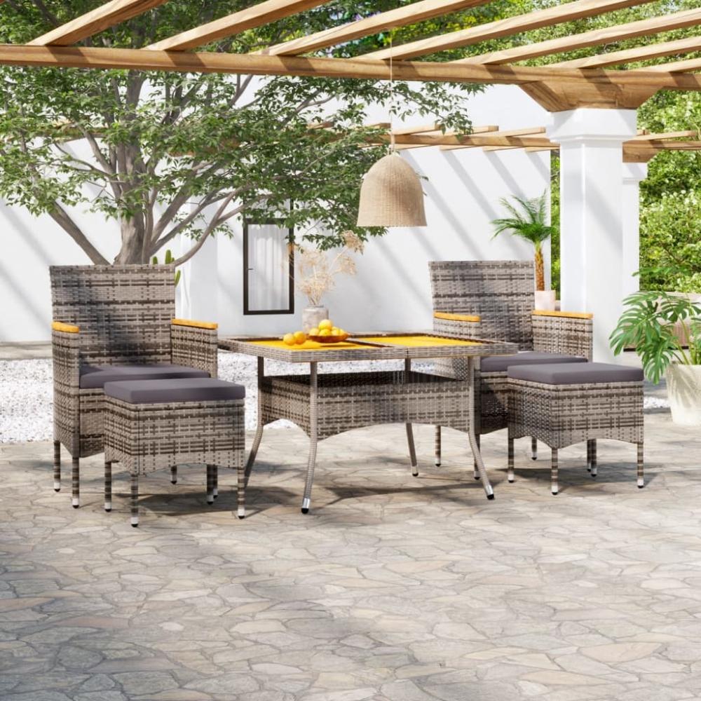 vidaXL 5-tlg. Garten-Essgruppe Poly Rattan & Massivholz Akazie Grau 3058357 Bild 1