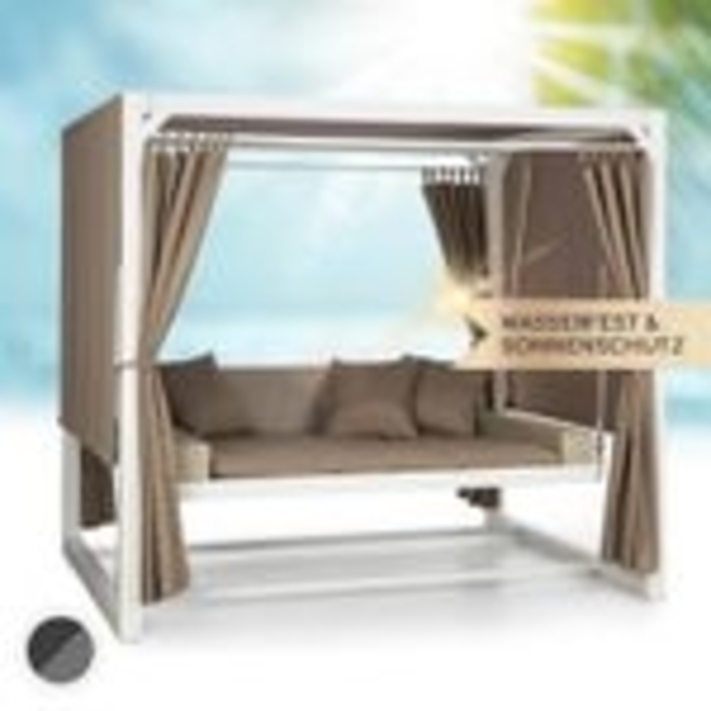 Blumfeldt Hollywoodschaukel mit Liegefunktion, 3 Sitzer Gartenschaukel mit Polster, Dach & Vorhängen, XL Hollywoodschaukel für Kinder & Erwachsene, Schaukelbank Wetterfest, Metall-Schaukel für Garten Bild 1