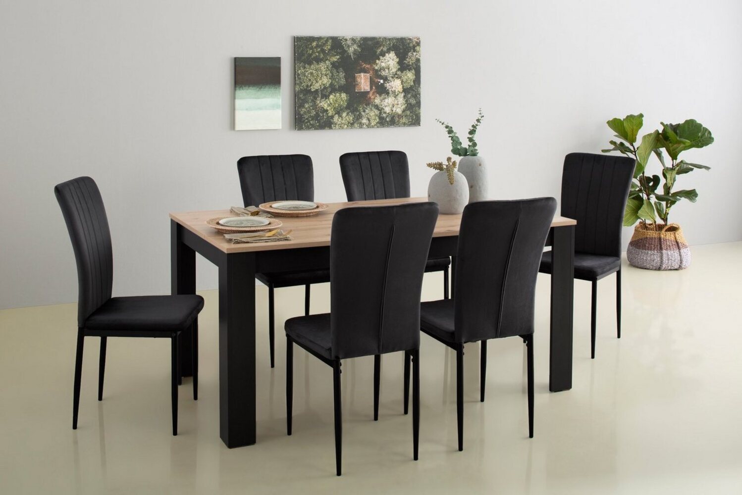 Home affaire Essgruppe Bergamo Tisch Stühle Speisezimmer Bestseller, (Set, 7-tlg), moderne 7-tlg Tischgruppe, Unser Bestpreis Bild 1