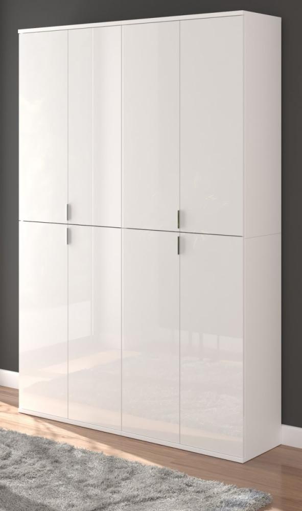 Garderobenschrank SystemX in weiß Hochglanz 122 x 193 cm Bild 1