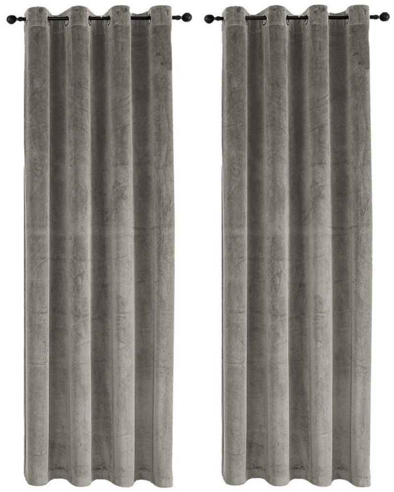 Haus und Deko Gardine Samt Vorhang 2er Set Ösen 140x145 cm Verdunkelung Samt weich blickdic, Ösen (2 St), Polyester Bild 1