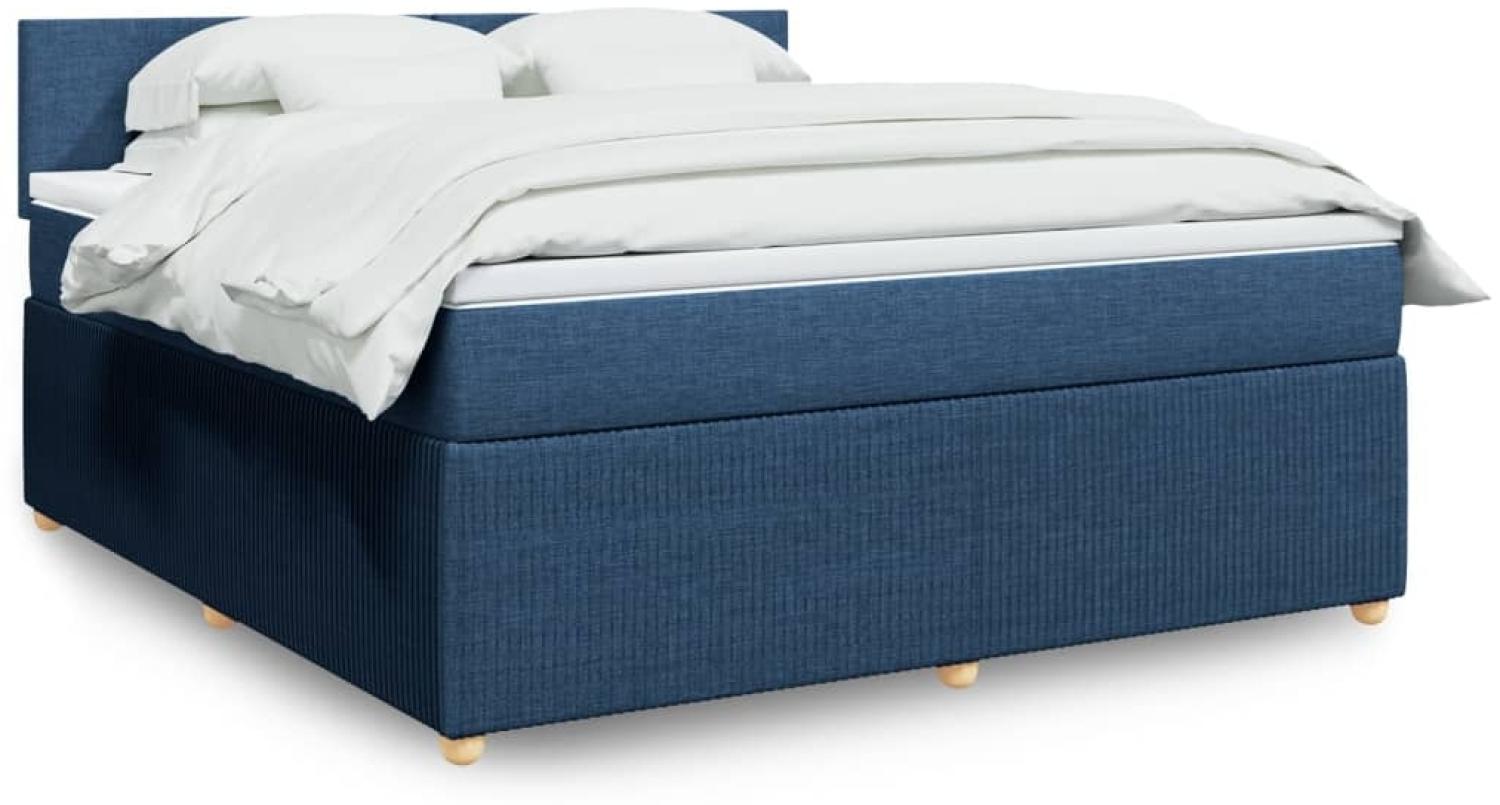 vidaXL Boxspringbett mit Matratze Blau 180x200 cm Stoff 3289834 Bild 1