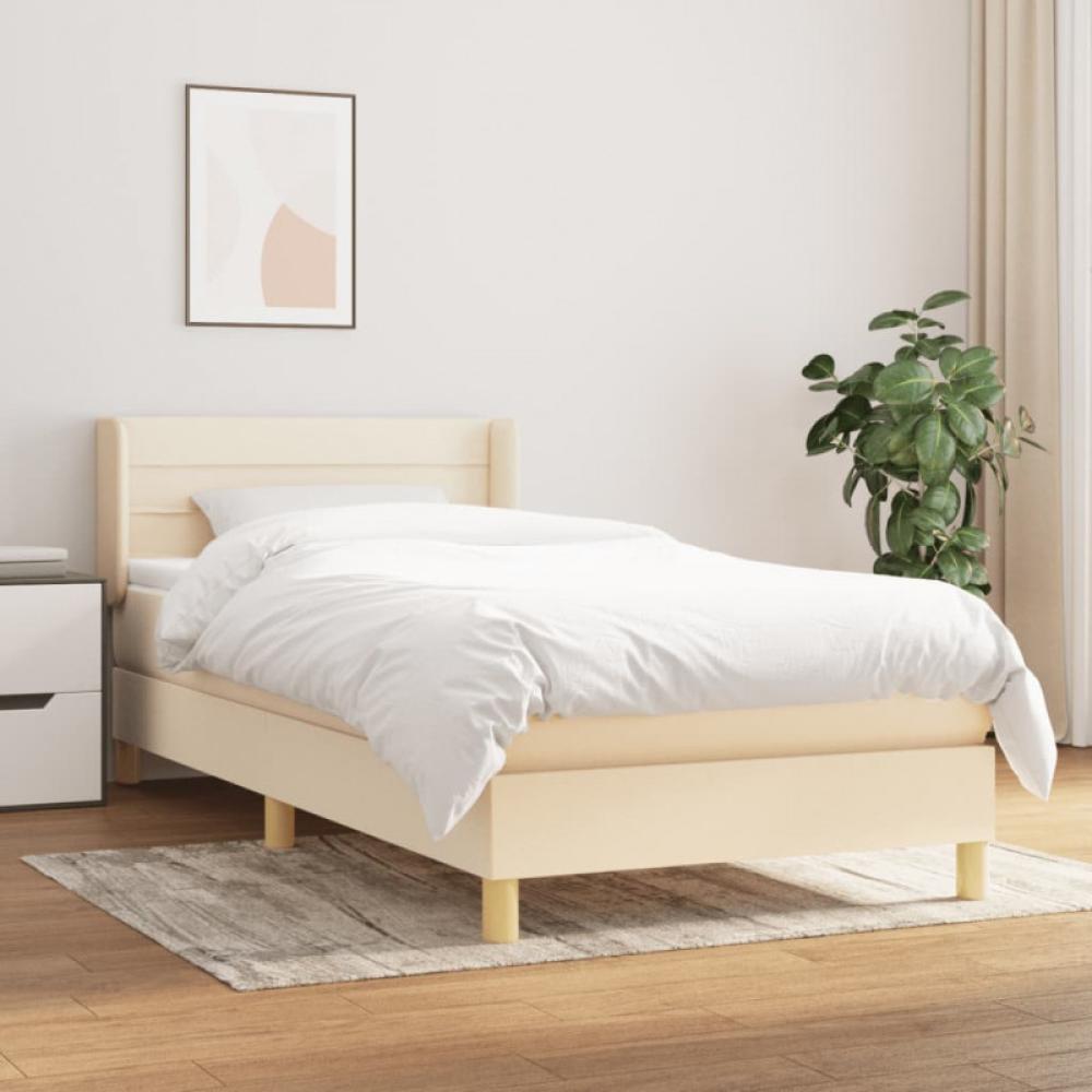 vidaXL Polsterbett mit Matratze Creme 90x200 cm Stoff, Härtegrad: H2 [3130326] Bild 1