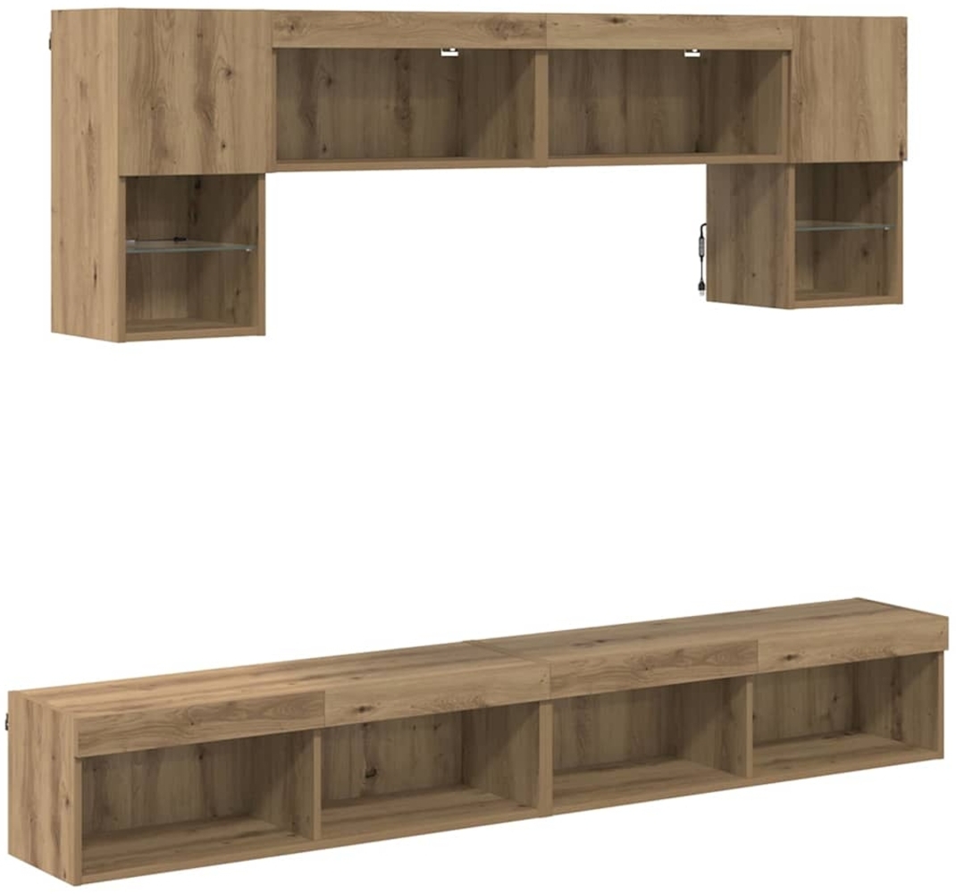 TV Wand Einheiten mit LED 6 pcs Artisan-Eiche Holzwerkstoff 3402963 Bild 1