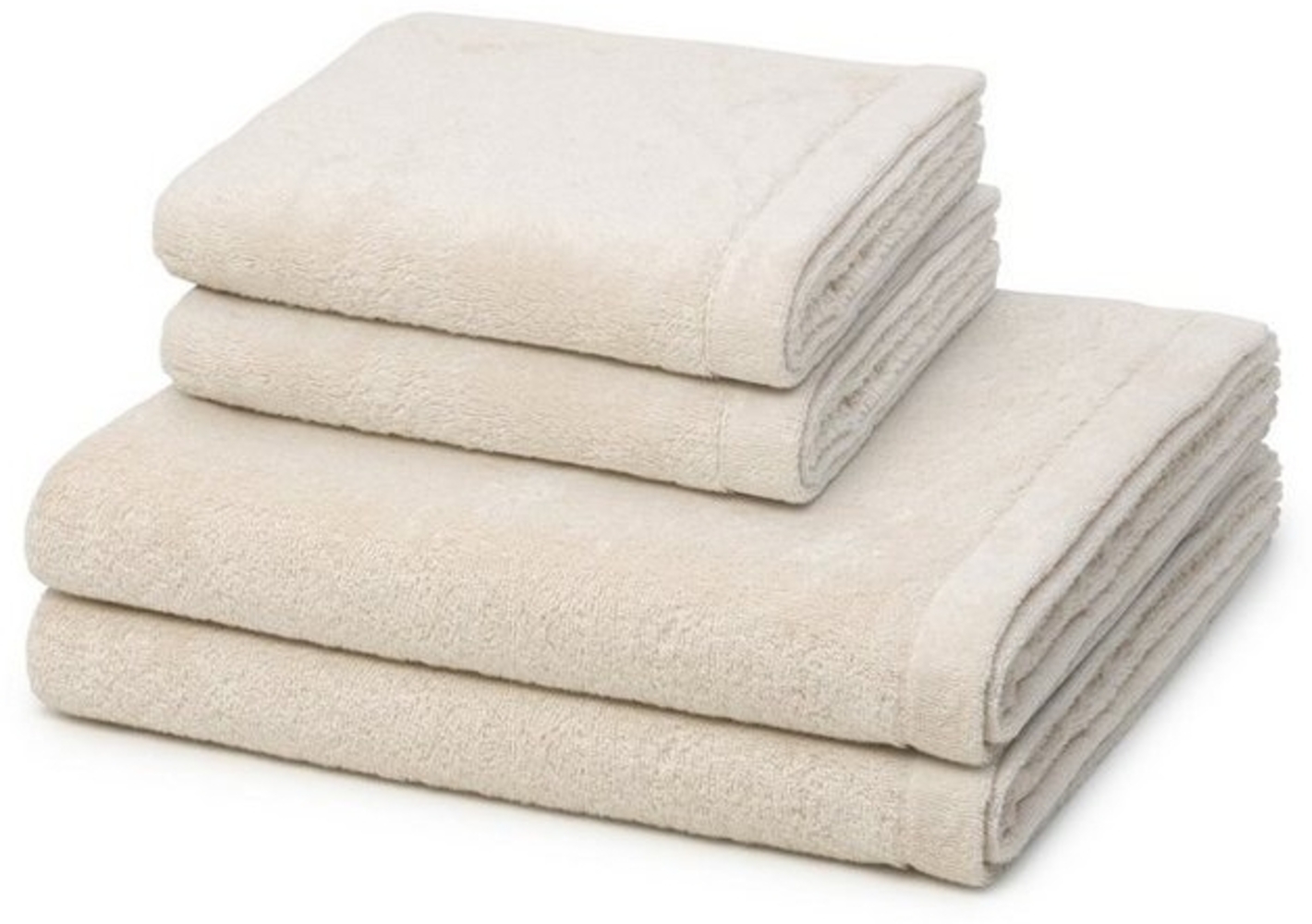 Cawö Lifestyle 4 tlg. Frottier-Set - 2 X Handtuch (50 X 100cm) und 2 X Duschtuch (70 X 140cm) - 520 g/m2 - Natur Bild 1