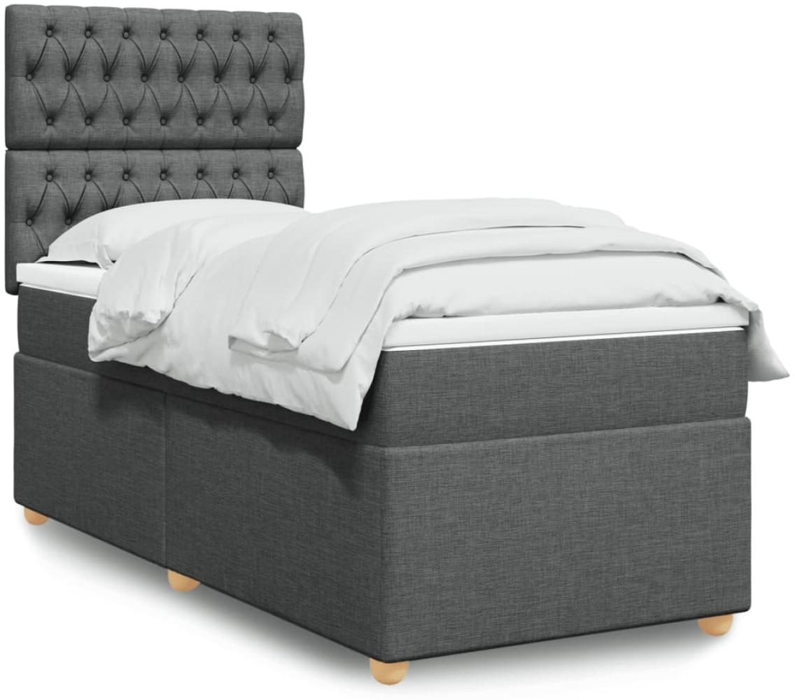 vidaXL Boxspringbett mit Matratze Dunkelgrau 100x200 cm Stoff 3293499 Bild 1