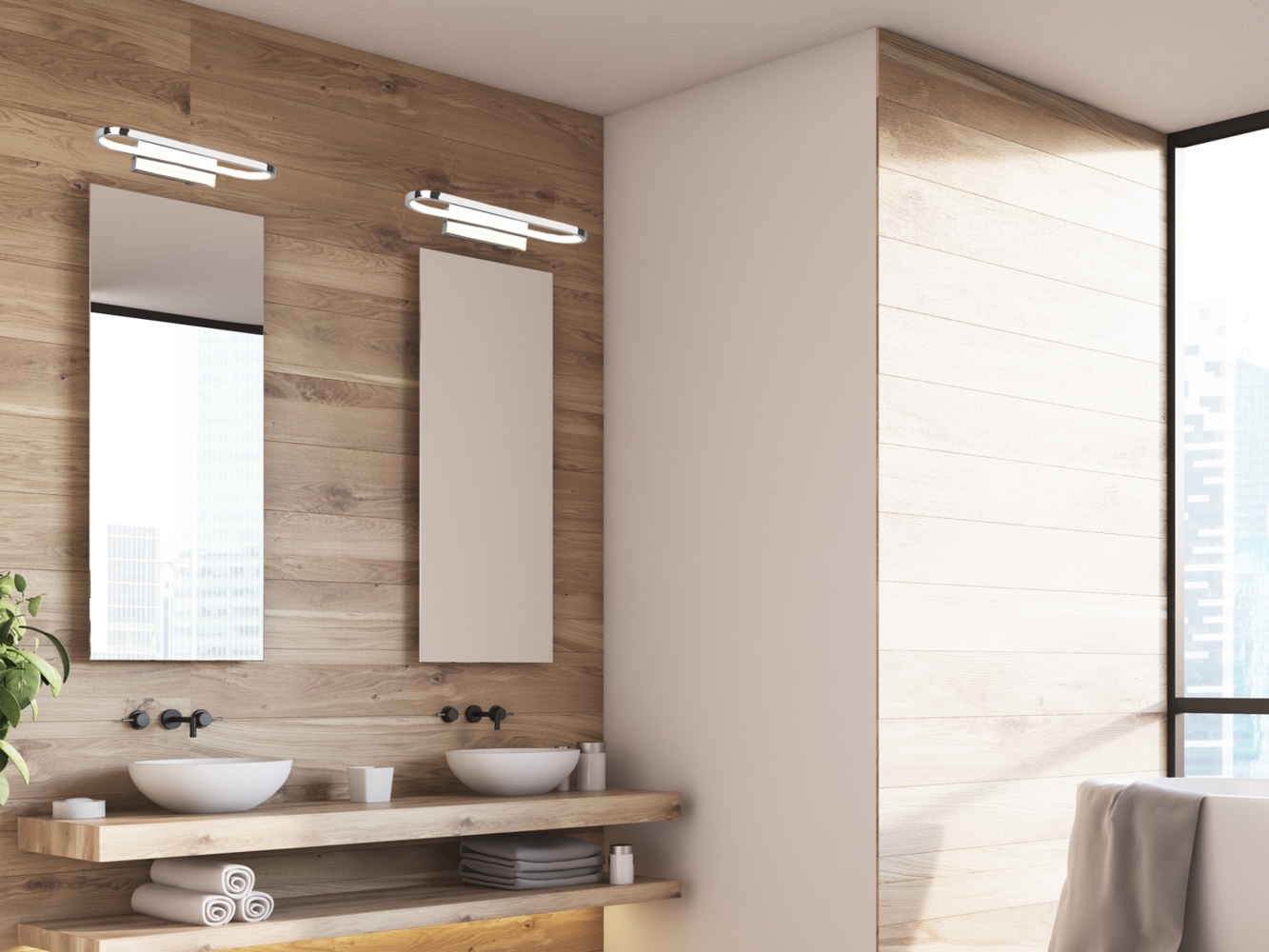 LED Badezimmer Wandleuchte 2er Set in Chrom - Spiegelleuchten, Breite 40cm Bild 1