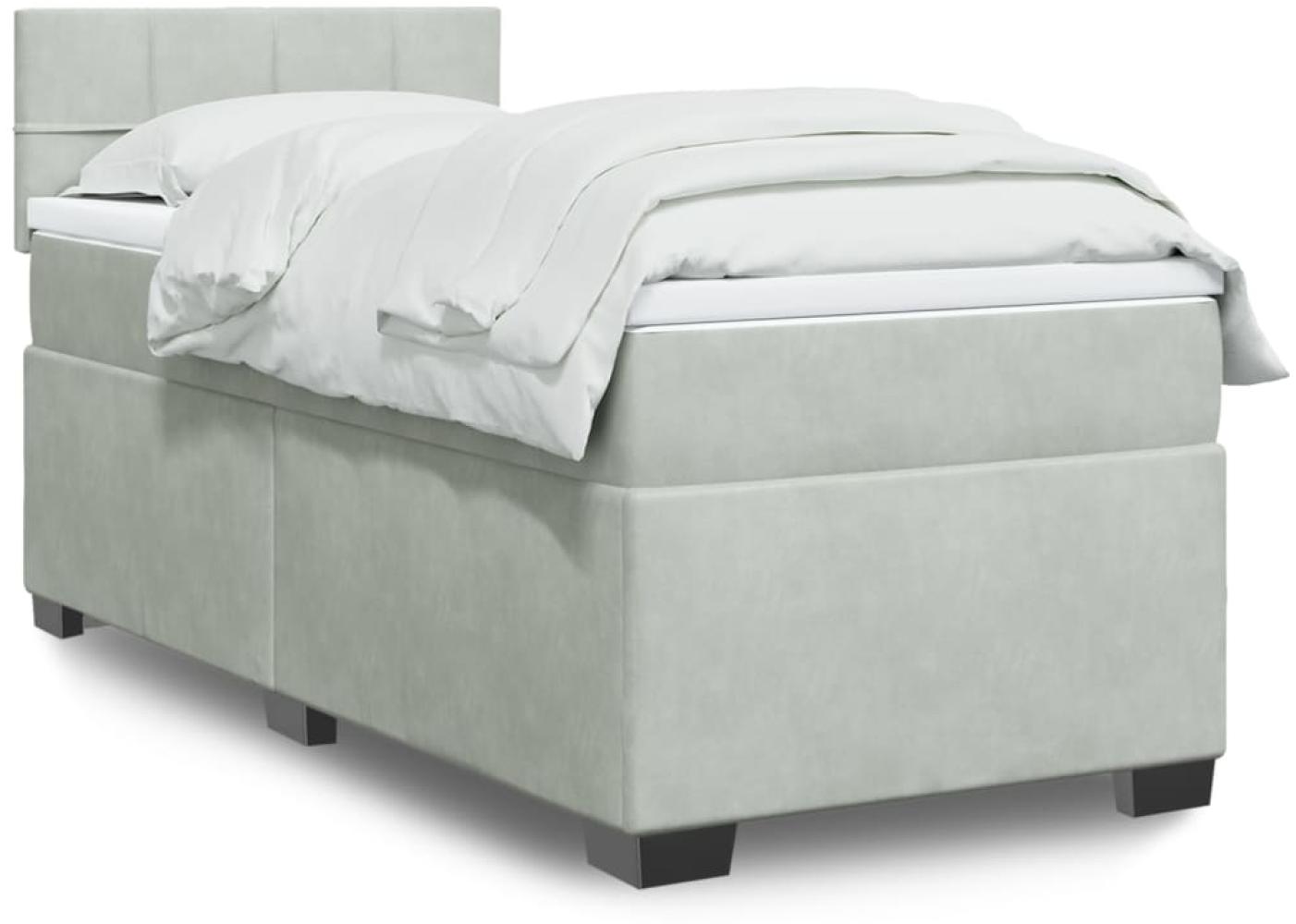 vidaXL Boxspringbett mit Matratze Hellgrau 100x200 cm Samt 3288534 Bild 1