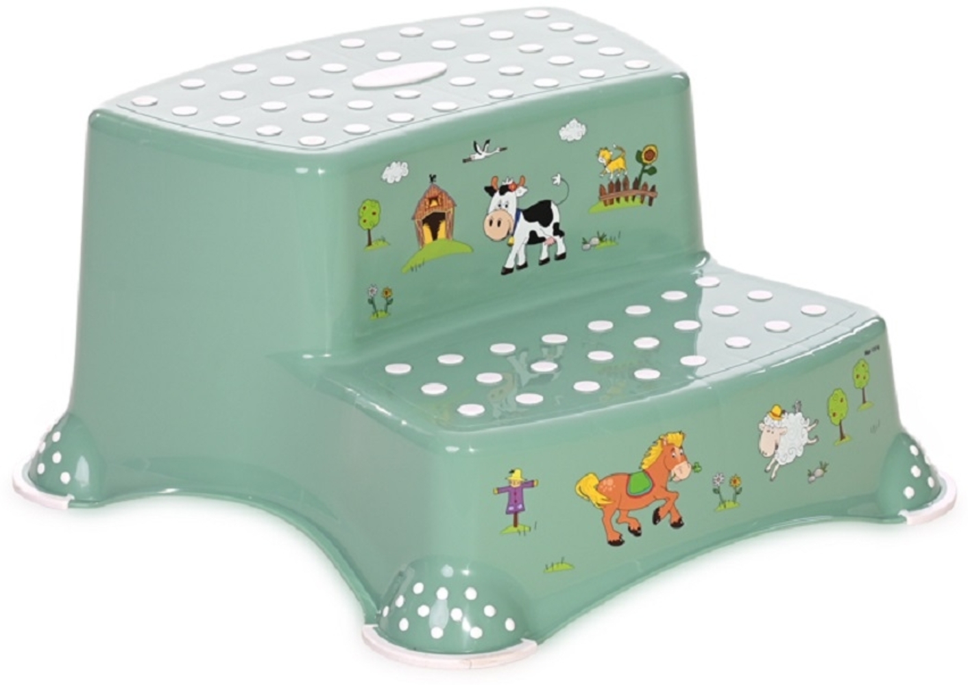 Lorelli zweistufiger Kinder Badhocker, Tritthocker rutschfest, Gummi-Noppen dunkelgrün Bild 1