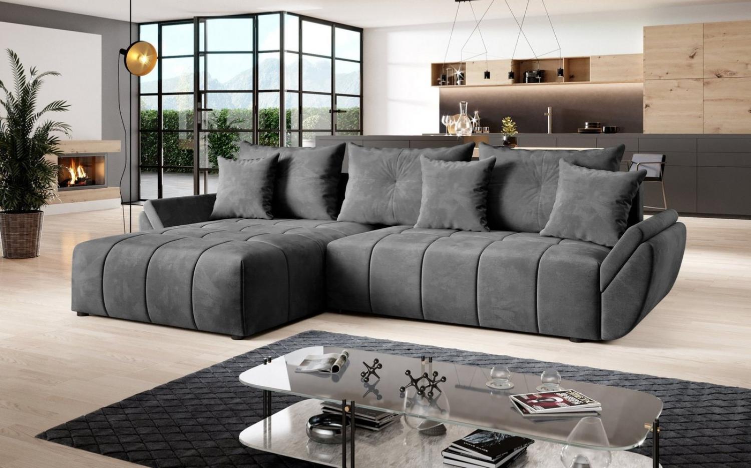 Furnix Ecksofa CALVANI-L Sofa mit Schlaffunktion Bettkasten Kissen Couch, komfrtabel undd funktional Bild 1