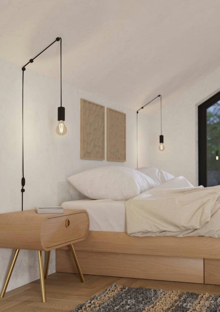 EGLO Hängeleuchte NARICES Pendellampe, Stahl, E27, IP20, Wohnzimmerlampe, Hängelampe, Ein-/Ausschalter, ohne Leuchtmittel, Hängeleuchte, L4,5 x H128 x AL40 cm, schwarz, 1X40W exkl. Bild 1