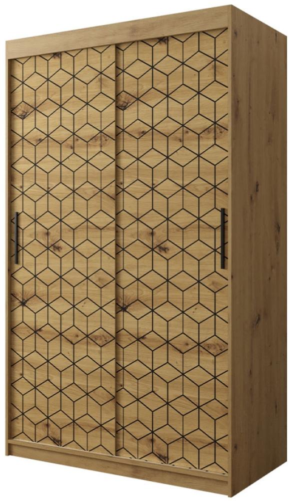 Kleiderschrank Nerter I 120 (Farbe: Artisan Eiche / Artisan Eiche + Schwarz, Größe: 120 cm, mit Schubladen) Bild 1