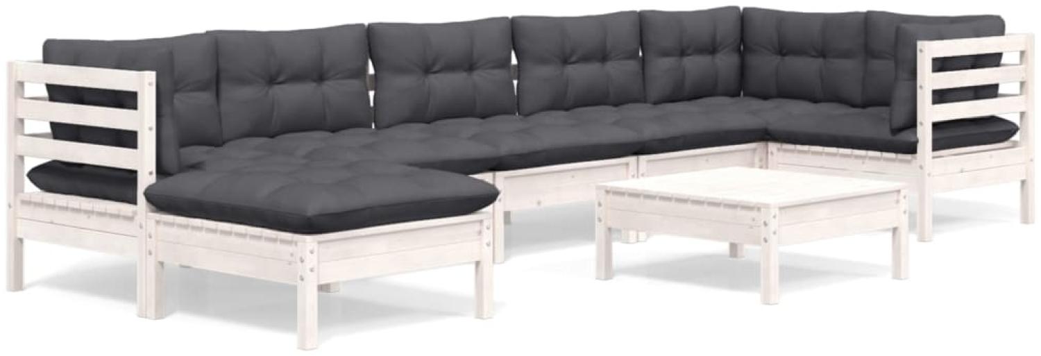 vidaXL 8-tlg. Garten-Lounge-Set mit Kissen Weiß Kiefer Massivholz 3096557 Bild 1